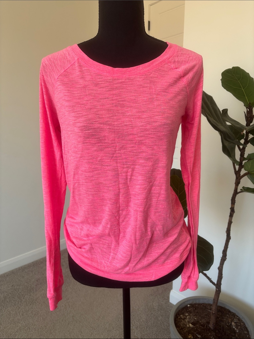 Authentic American Heritage Neon Pink Long Sleeve Crewneck Top